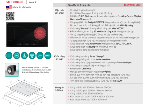 Bếp Từ GrandX GX E738LUX