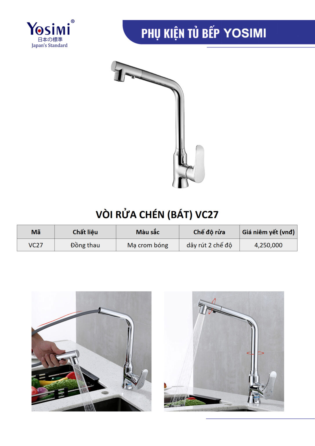 Vòi Rửa Chén Yosimi VC27