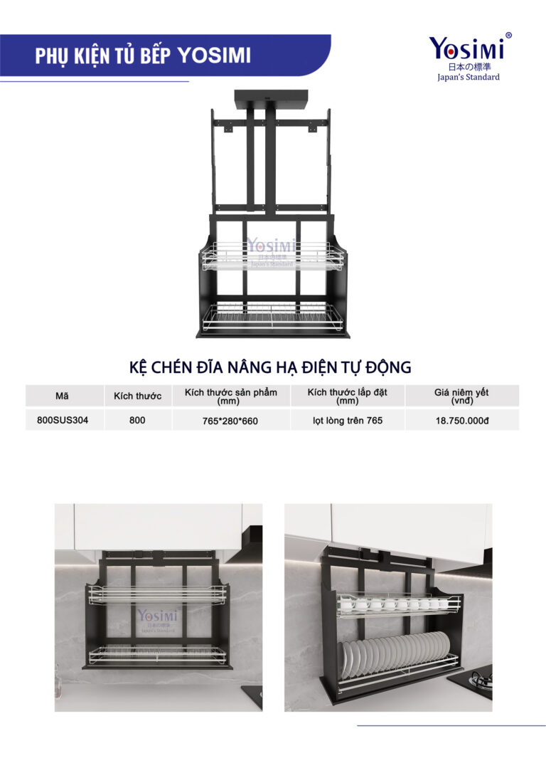 Kệ Chén Đĩa Nâng Hạ Điện Tự Động Yosimi