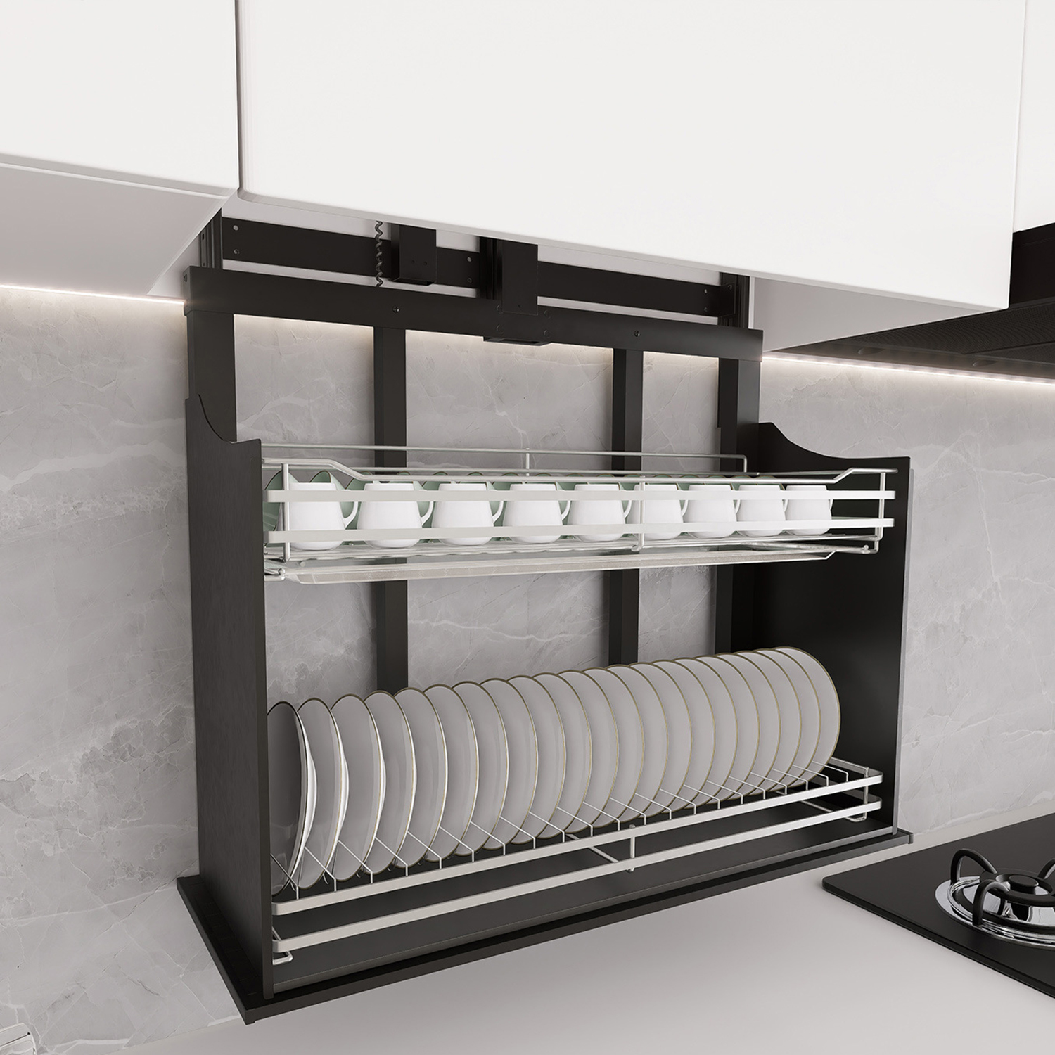 Kệ Chén Đĩa Nâng Hạ Điện Tự Động Yosimi