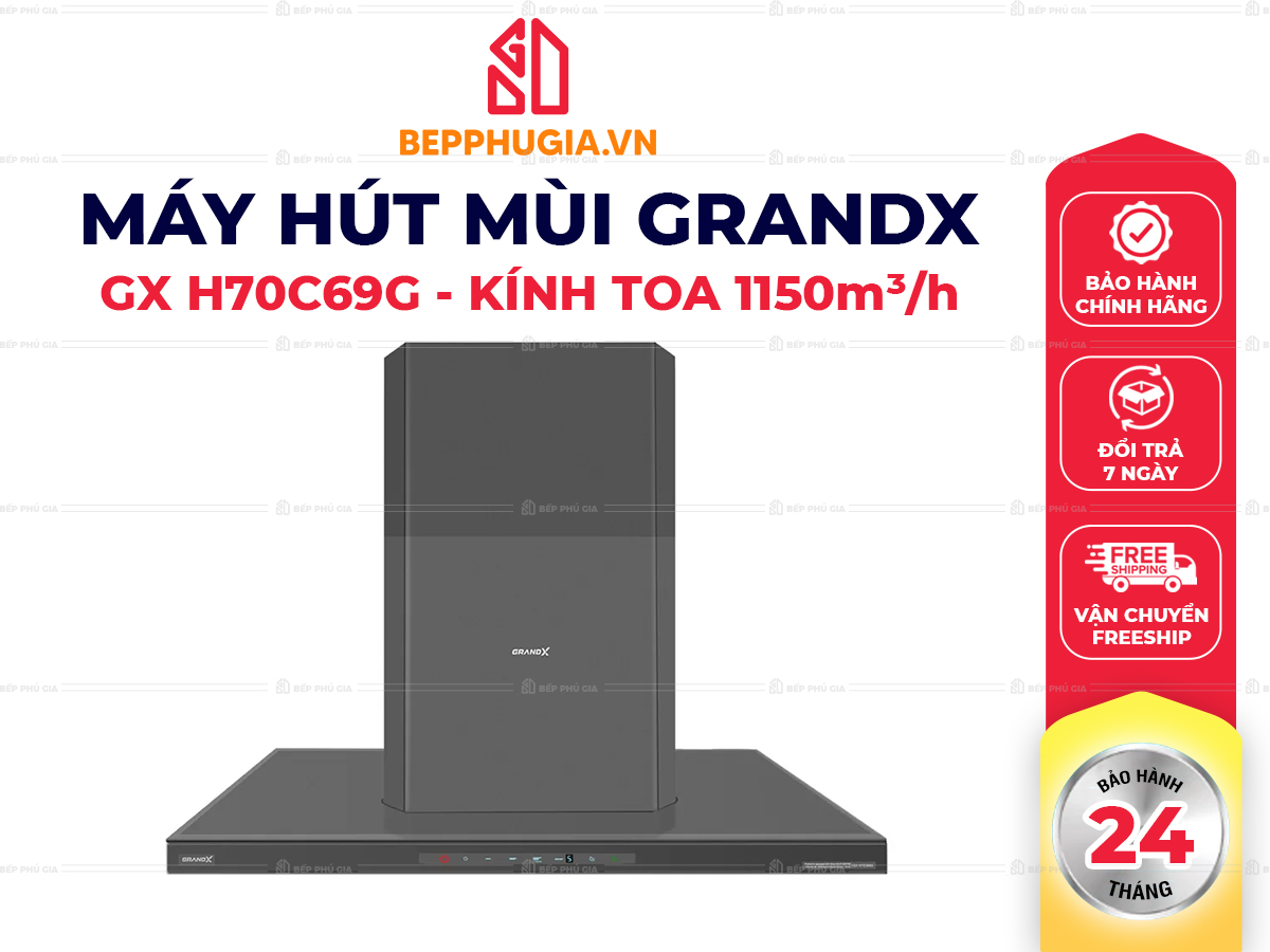 Máy Hút Mùi GrandX GX H70C69G Máy Hút Mùi GrandX GX H70C69G