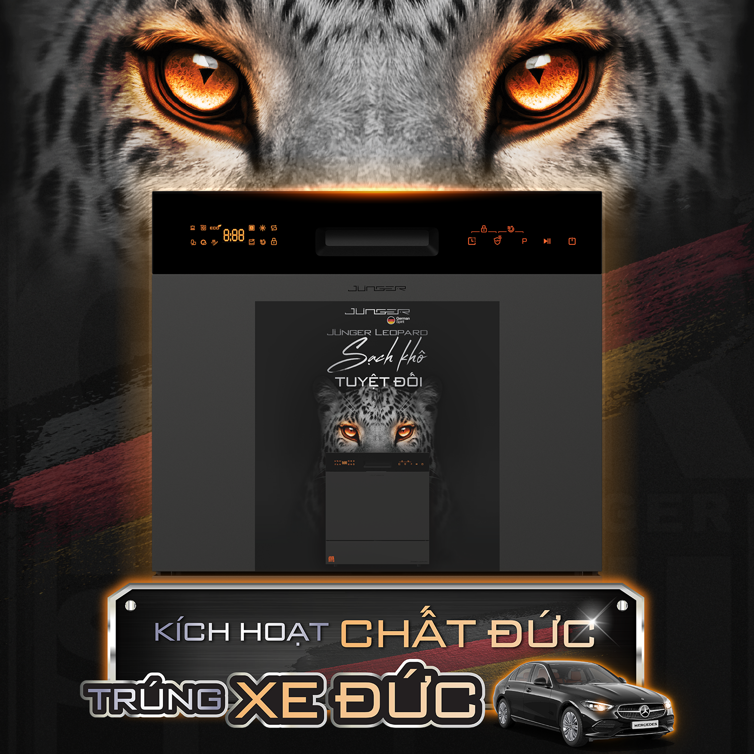 Máy rửa bát Junger Leopard DWJ-136-VG