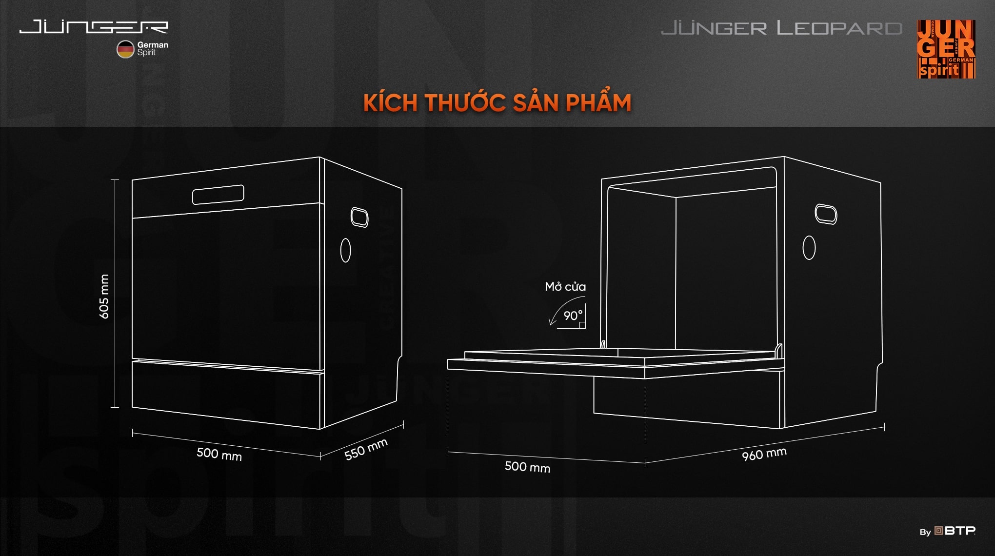 Máy Rửa Chén Junger Leopard DWJ-136-VG